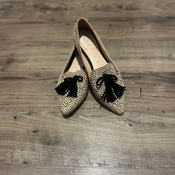Sole Society Hadlee Dotted Leopard Print Hair Calf Tassel Loafers – Size 5 - Picture 8 of 11